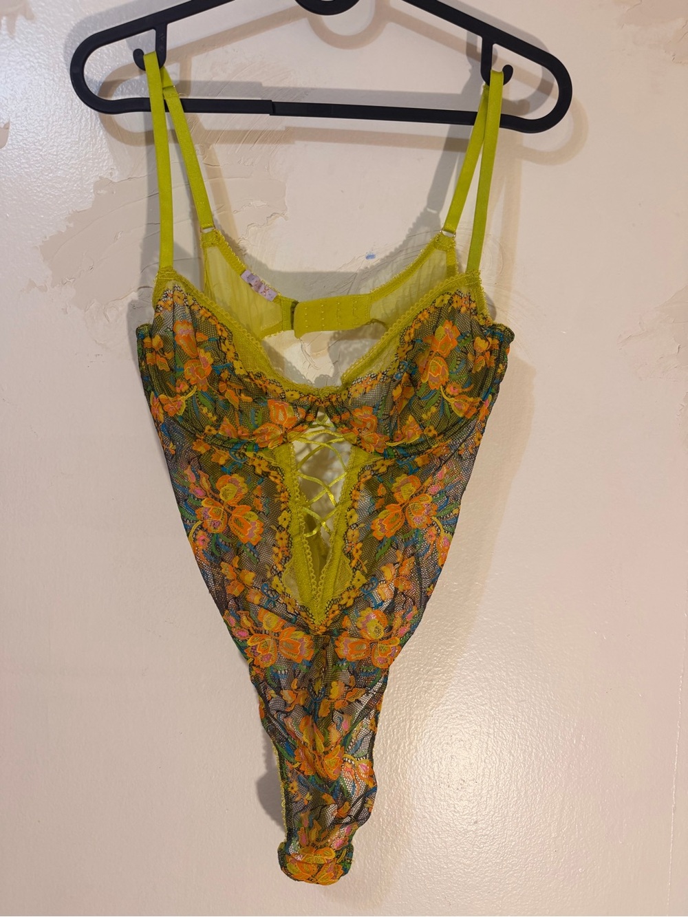 Savage X Fenty Neon Lime Floral Lace Bodysuit